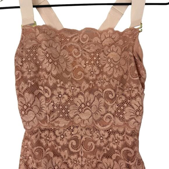 We Are HAH Size XS Tight Squeeze Bodycon Mini Dress Copper Rose Lace Lined NEW - Picture 5 of 16